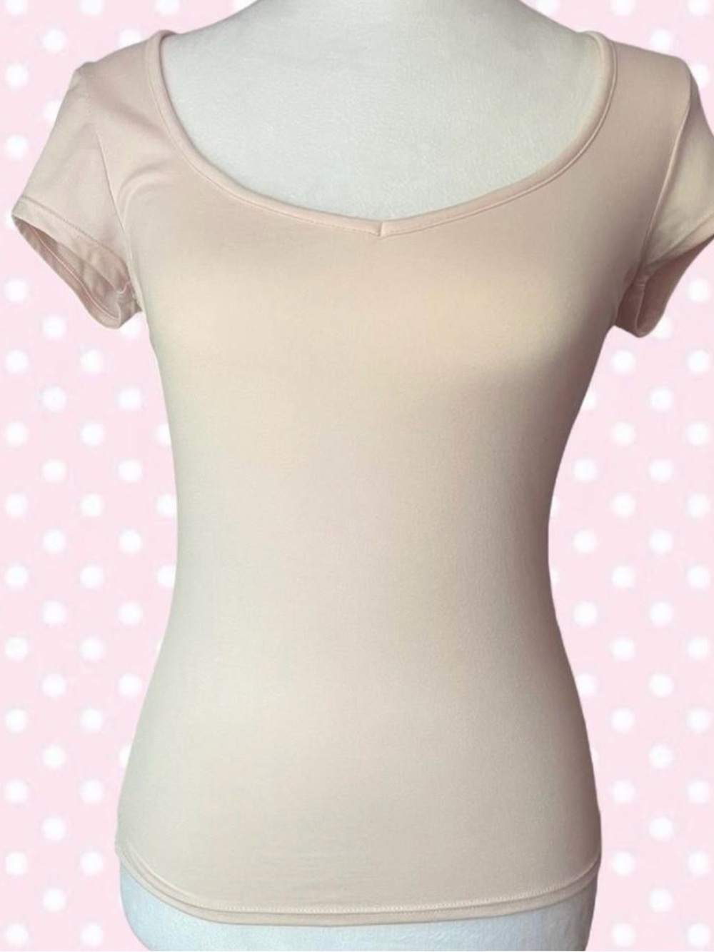 Aeropostale Women's Short Sleeve V-Neck Tee in Nude Blush